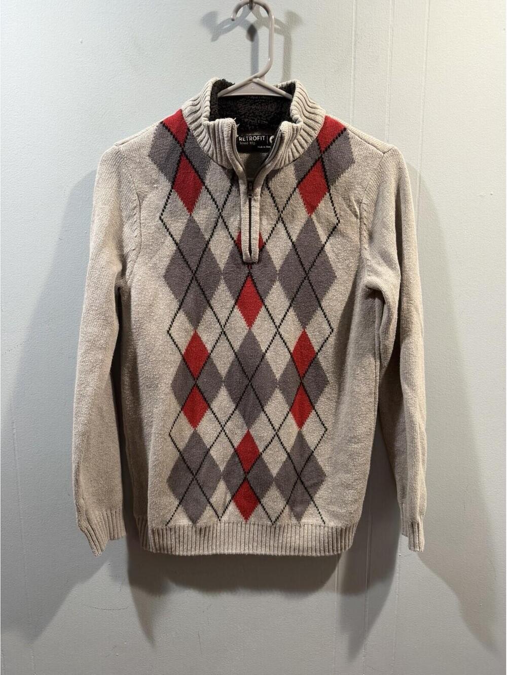 Kids Boys Retrofit Sweater 1/4 Zip Size Large 14/16 Gray
